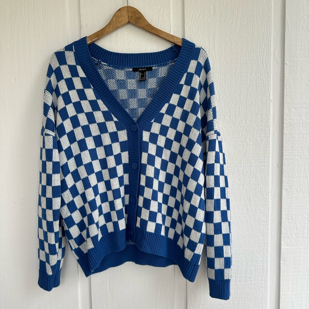 Forever 21 Checkered Oversized Cardigan Size Small